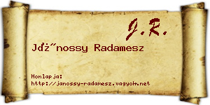 Jánossy Radamesz névjegykártya